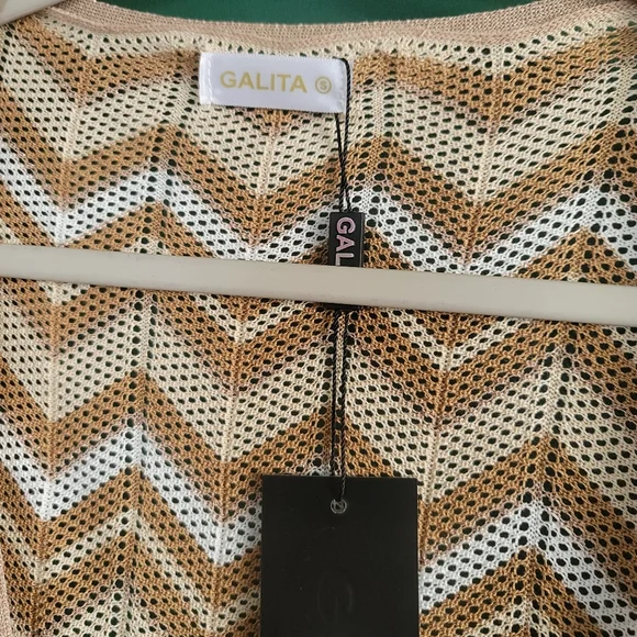 Galita Chevron Knit Tie-Front Cardigan BOHO Size Small NWT - Picture 6 of 13